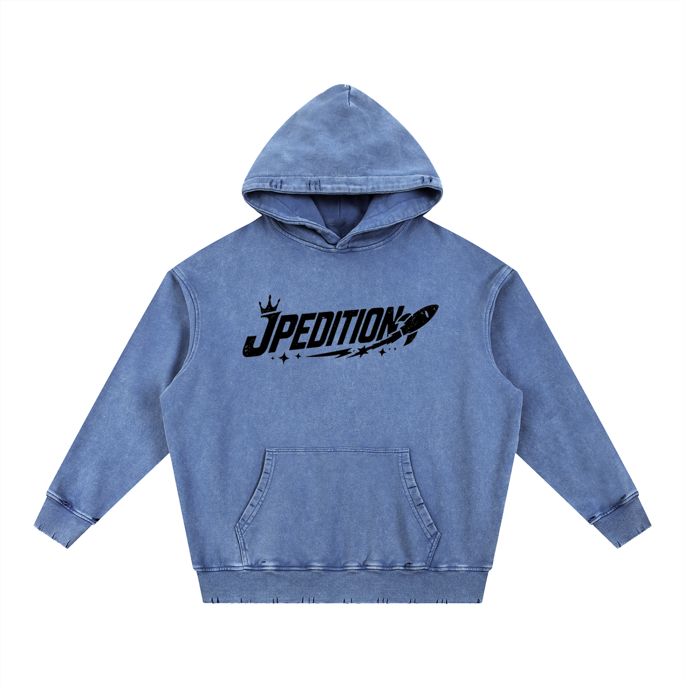 Snow Wash Hand-Frayed Heavyweight  Hoodie
