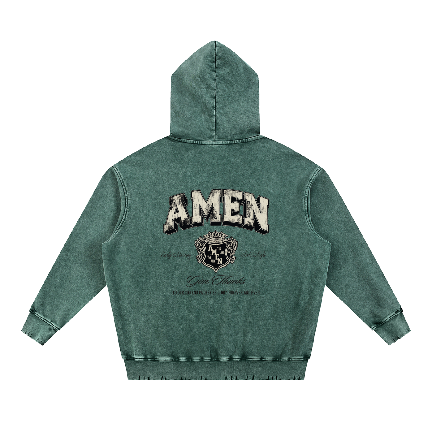 Snow Wash Hand-Frayed Heavyweight  Hoodie