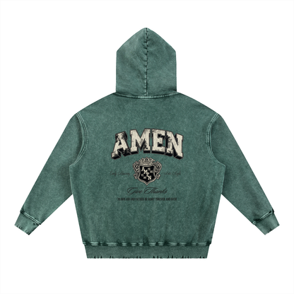 Snow Wash Hand-Frayed Heavyweight  Hoodie